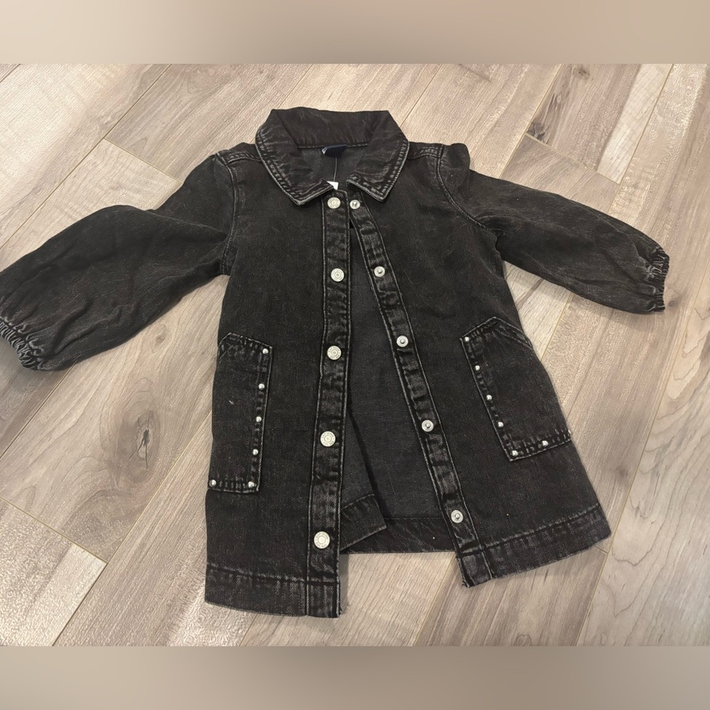 Baby GAP 2T Black Studded Denim-Style Kids Jacket